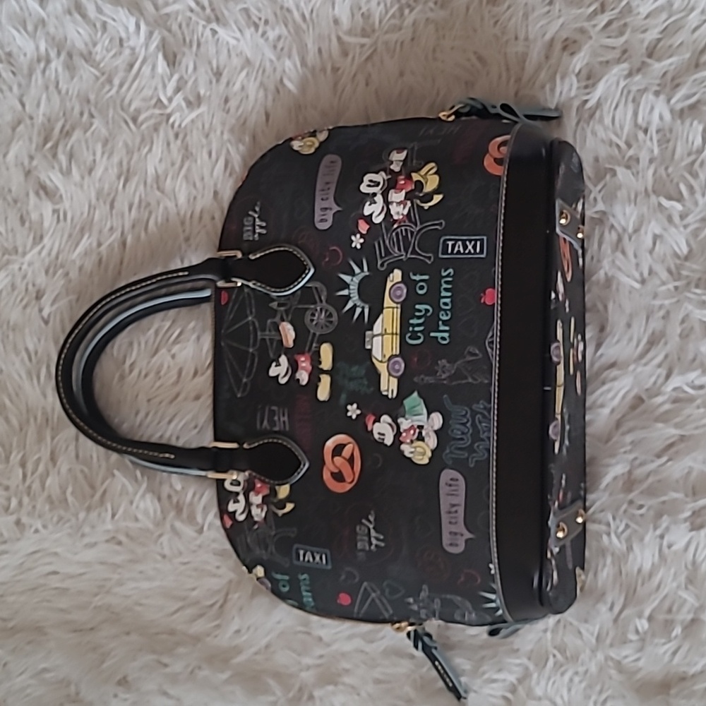 Black Designer Handbag with Colorful Accents
